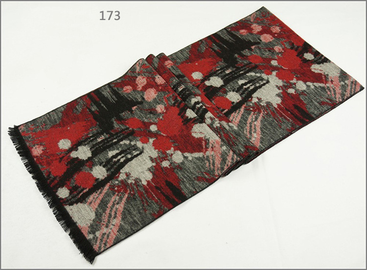 Womens Unisex Reversible Cashmere Feel Winter Warm Checked Diamond Flower Printing Thick Knitted Woven Scarf (SP271)