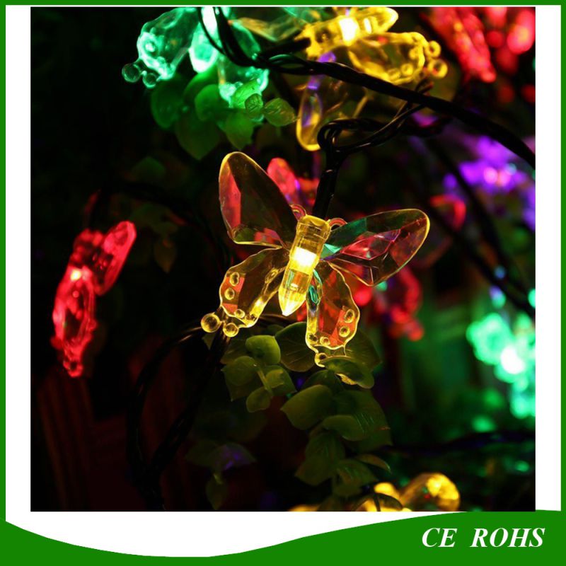 20LEDs Colorful Butterfly Waterproof Christmas Outdoor Garden Solar LED Decoration Light Solar String Lights