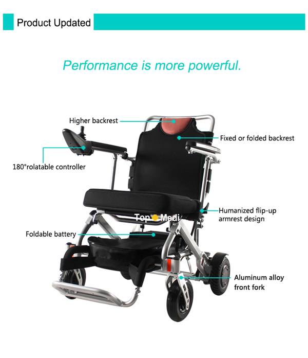 Top Sale Lightweight Electric Travel Power Wheelchair with Storage Bag