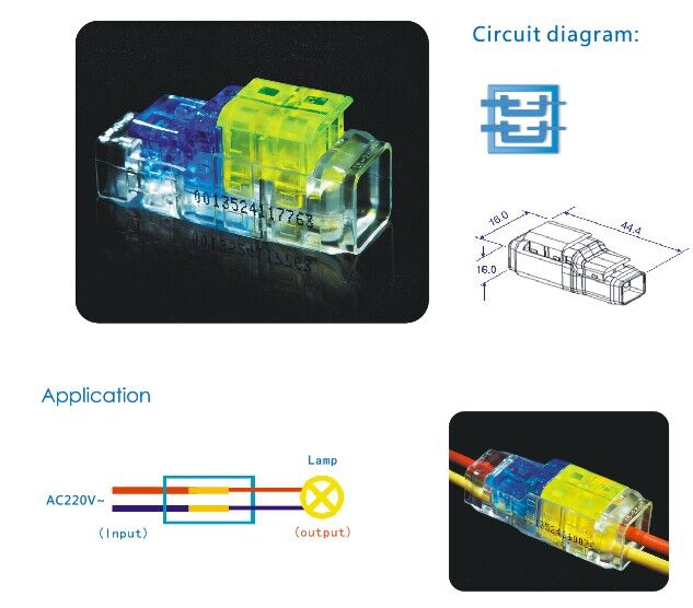 Quick Wire Connector for LED Lighting with 2 Pin