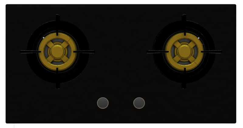 Supreme Unique Two Brass Burner Gas Hob (8mm Glass)