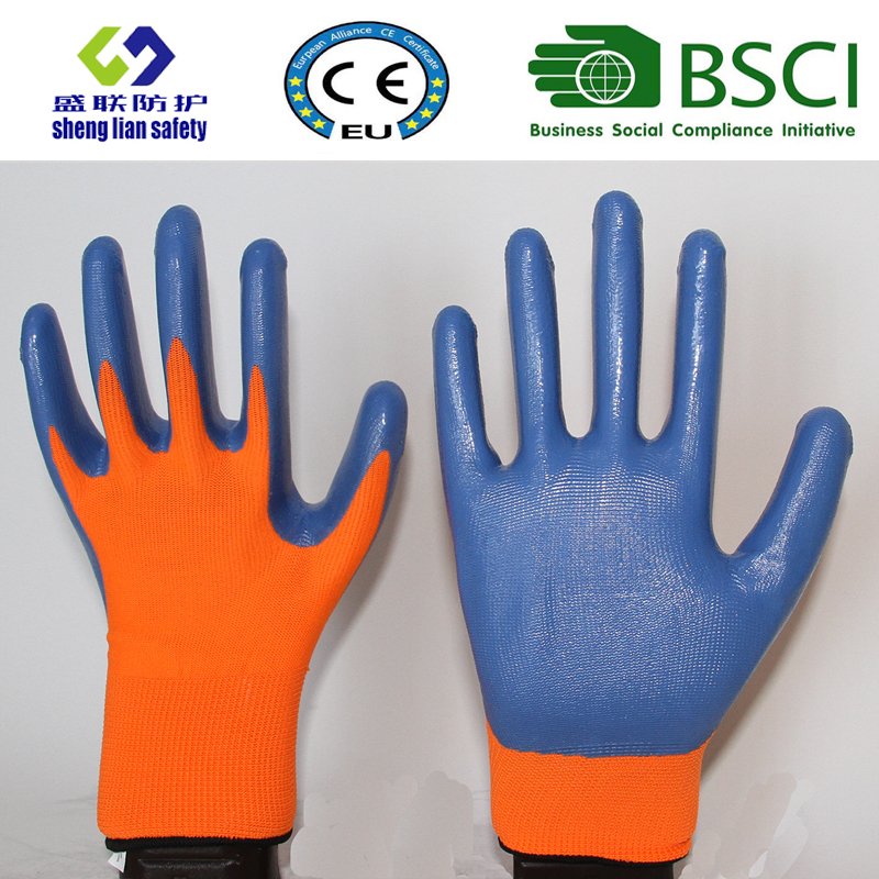 Polyester Shell with Nitrile Coated Work Gloves (SL-N104)