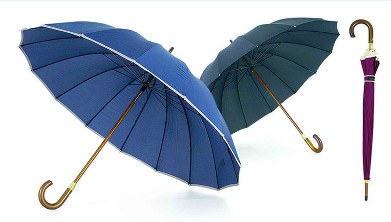 16 Ribs Stick Manual Edge Wooden Umbrella (YS-SM25163416R)