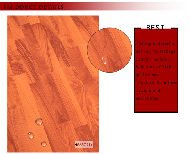 Vinyl 8.3mm E1 AC3 Embossed Walnut U-Grooved Waterproof Maple Laminated Flooring