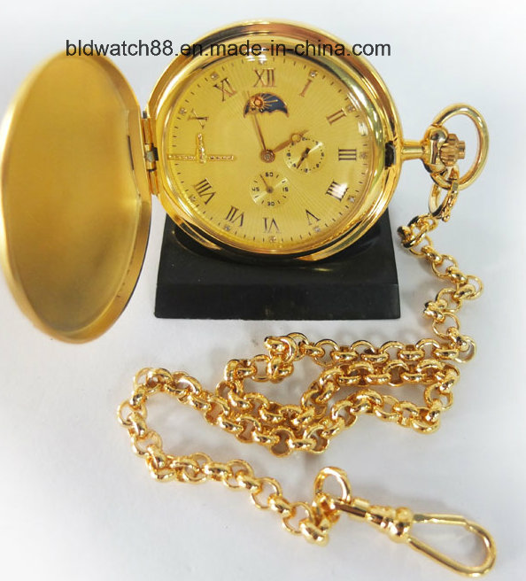 Hot Mens Golden Mechanical Pocket Watch for Sale