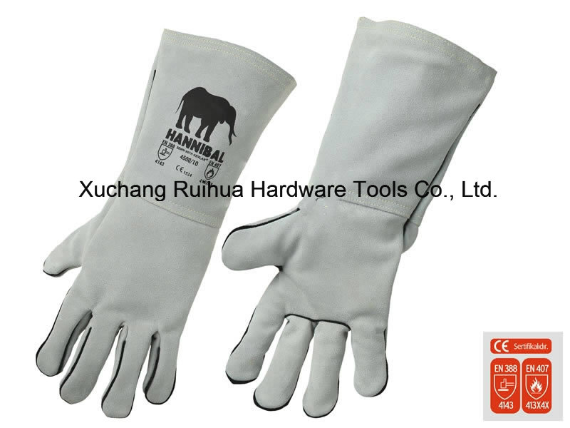 35cm Length High Quality Cow Split Leather Welding Gloves Price, Welding Safety Gloves, Long Leather Working Gloves, Lined Welding Gloves Factory