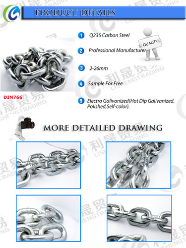 Galivanized Steel Short Link Chain DIN766