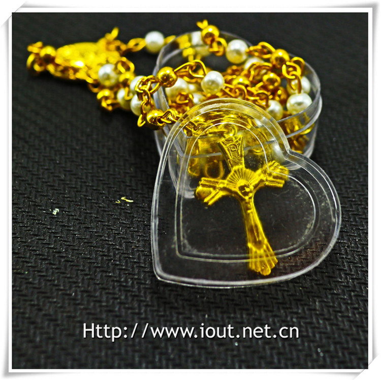 Religious Metal Bottle, Round Glass Bottle, Cross Bottle, Rosary Bottle (IO-p035)