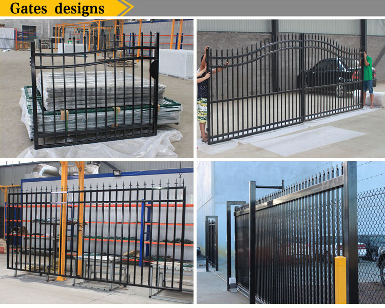 Black Powder Coated Decorative Spearhead Wrought Iron Fence