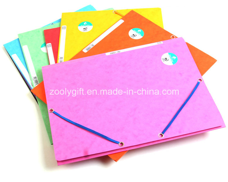 3 Flap Recycle Paper File Folder with Elastic Band Closure