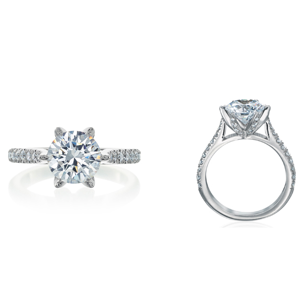 18-Karat White Gold Mounting with Cushion Cut CZ Micro Pave Set Diamonds