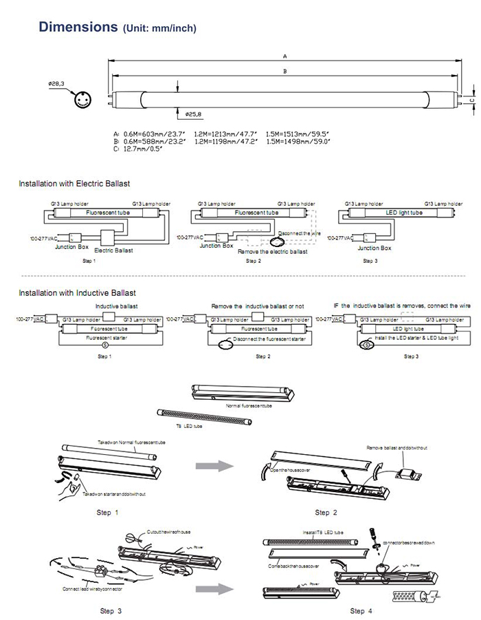 LED Tube 18 Watts T8 5FT 6FT, LED T8 1500mm 22W G13 with UL Dlc TUV ERP Ce RoHS