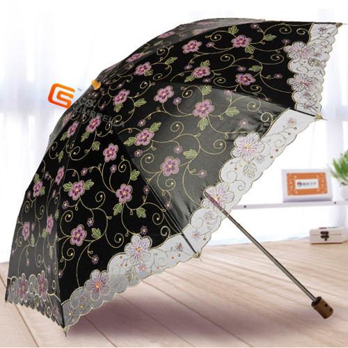 Wooden Handle Design Cloth Fold Umbrella (YS-2F1001A)