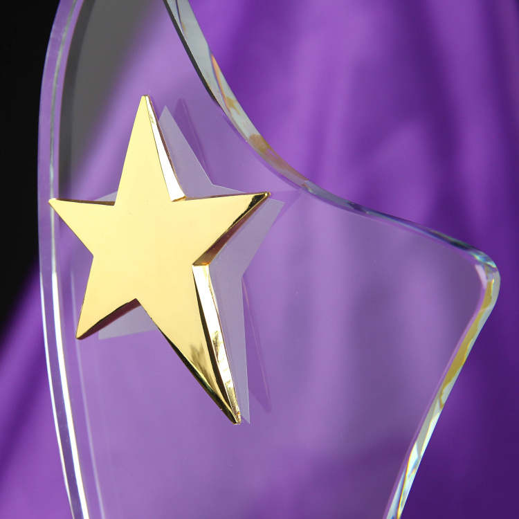 Engraving Star Crystal Trophy with Black Base