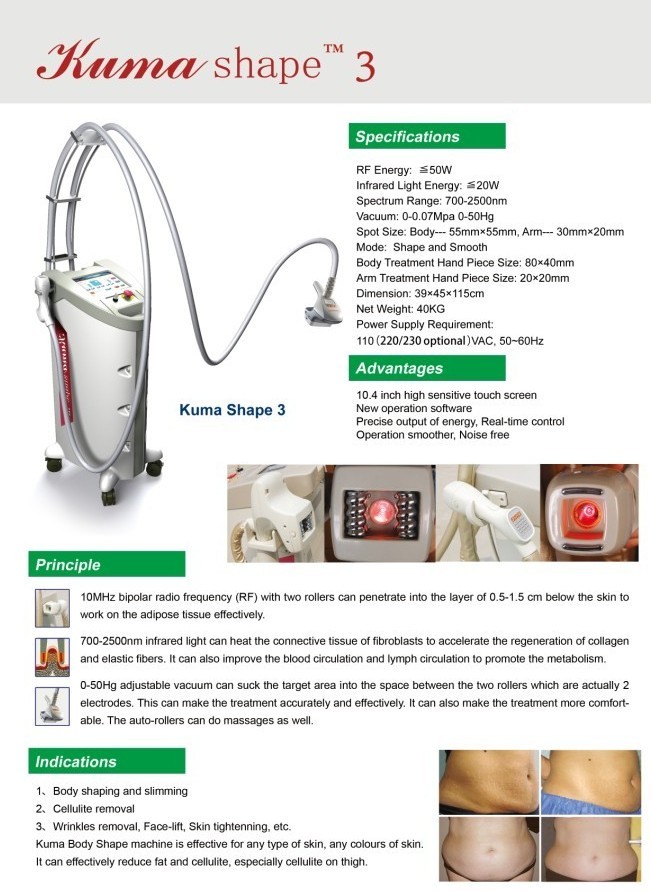 Hot Sale Acoustic Wave Therapy RF Vacuum Kuma Shape 3 Cellulite Removal