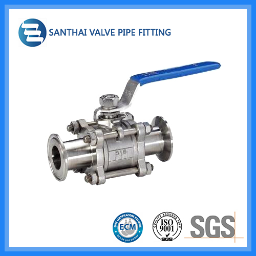 DIN SMS Sanitary Stainless Steel Three Pieces Ball Valve