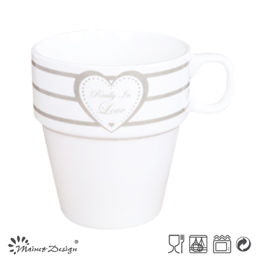 10oz Stackable New Bone China Mug with Valentine Decal Design