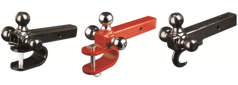 Adjustable Tri-Ball Trailer Hitch Attachment with Tow Hook