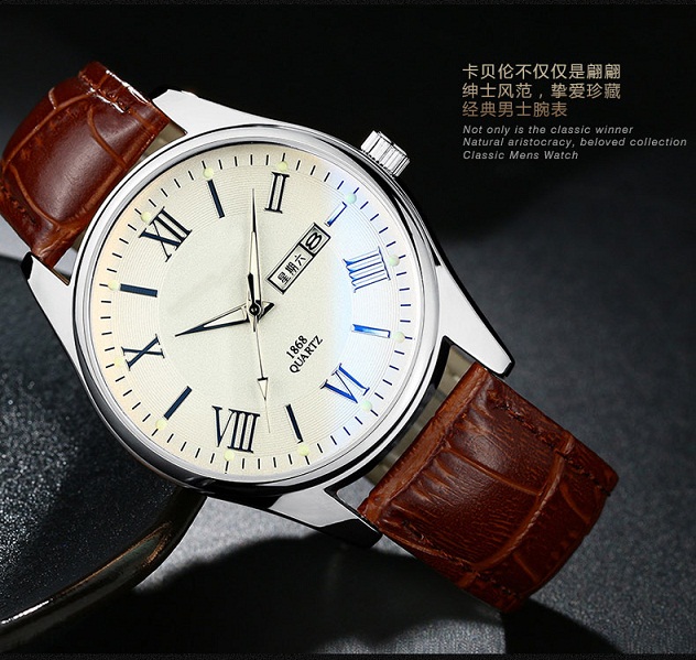 Waterproof Analog Quartz Men Watch with Double Date