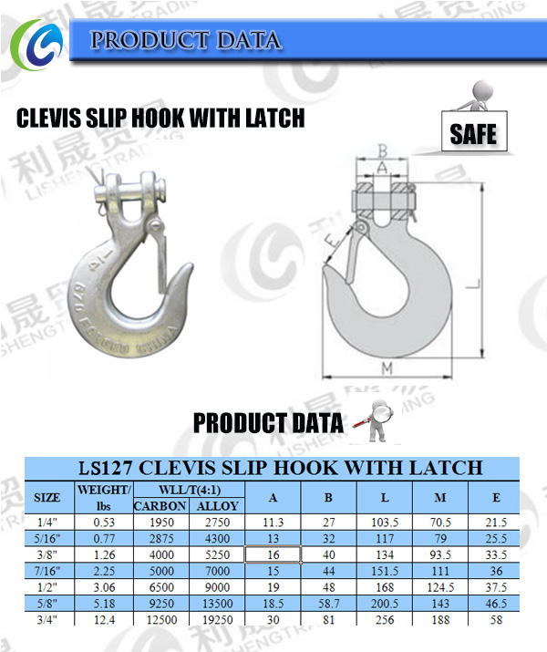 Forged Clevis Slip Hook with Latch