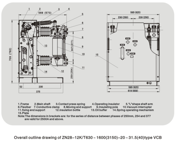 Zn28-12k Fixed Type of Indoor High Voltage Vacuum Circuit Breaker