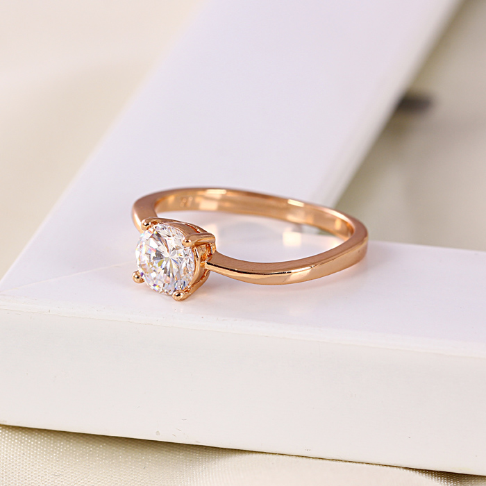 Xuping Rose Gold Color Lover's Set Ring with Rhinestone