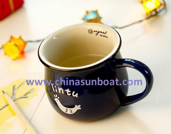 Sunboat Ceramic Mug Retro Imitation Enamel Cup Coffee Cup Tableware