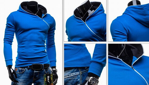 Long Sleeve Inclined Zipper Men Pullover Fleeces Pull