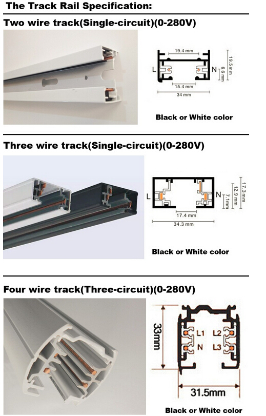 3-Phase Circuit 4 Wire Track Rail for Aluminum Global Track Systems