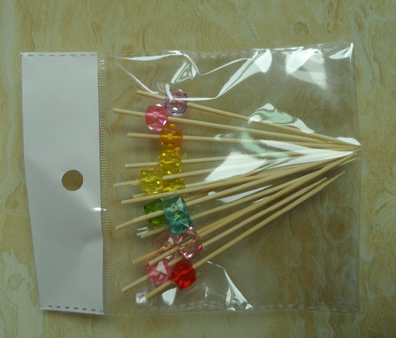 Assorted Party Decorative Bamboo Picks with Rubber Beam for Deco