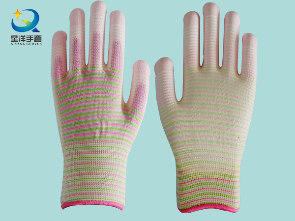 13G Zebra Polyester PU Coated Safety Gloves