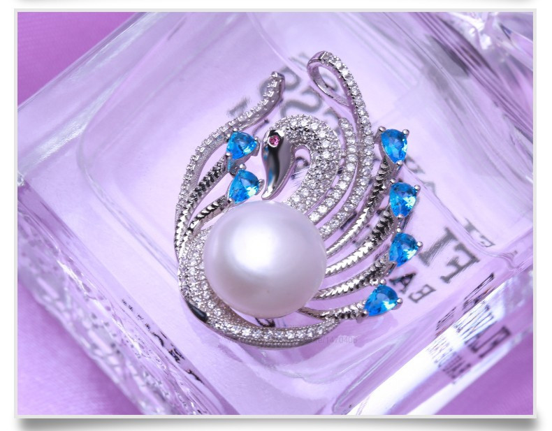 Freshwater Fashion Pearl Pendant 12-13mm AAA Button Pearl Swan Shape Button Pearl Pendant