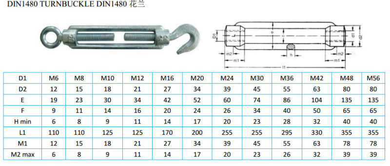 DIN1480 Malleable Wire Rope Turnbuckle