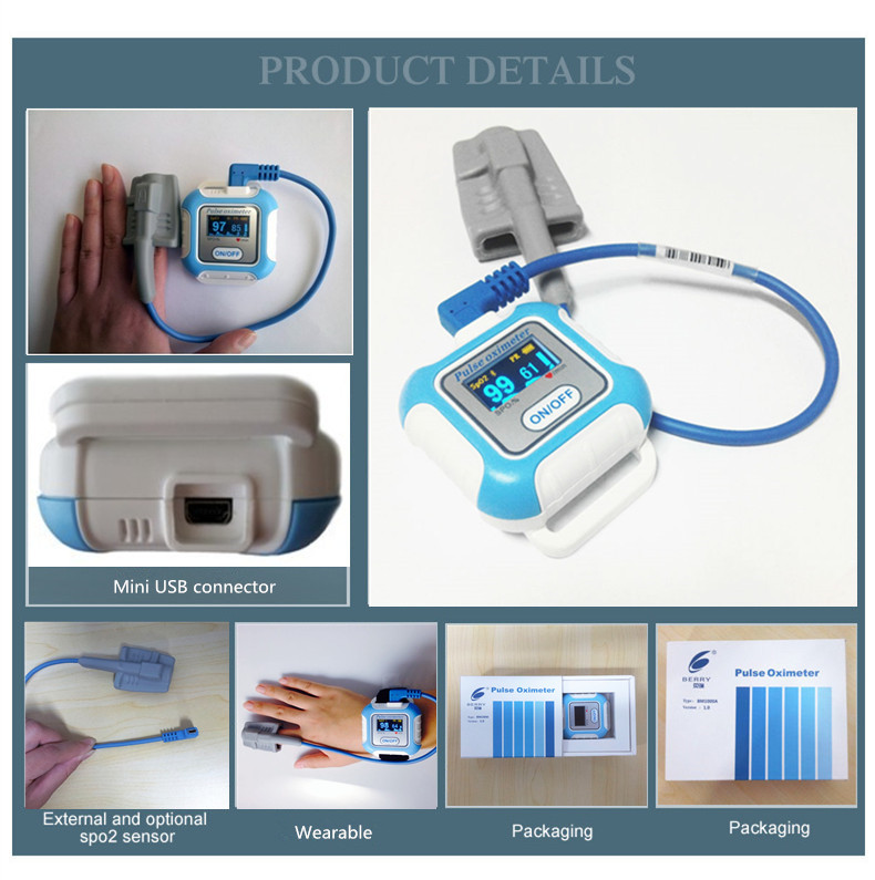 CE Bluetooth 4.0 Wrist Watch Pulse Oximeter for Android, iPhone and PC Watch Pulse Oximetry with SpO2 Sensor