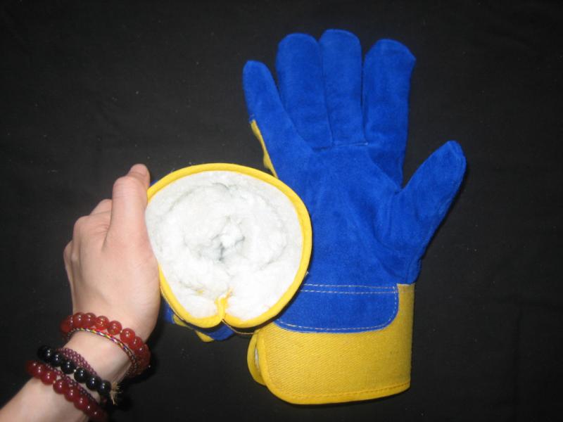 Blue Cow Split Leather Palm Glove with Cotton Back