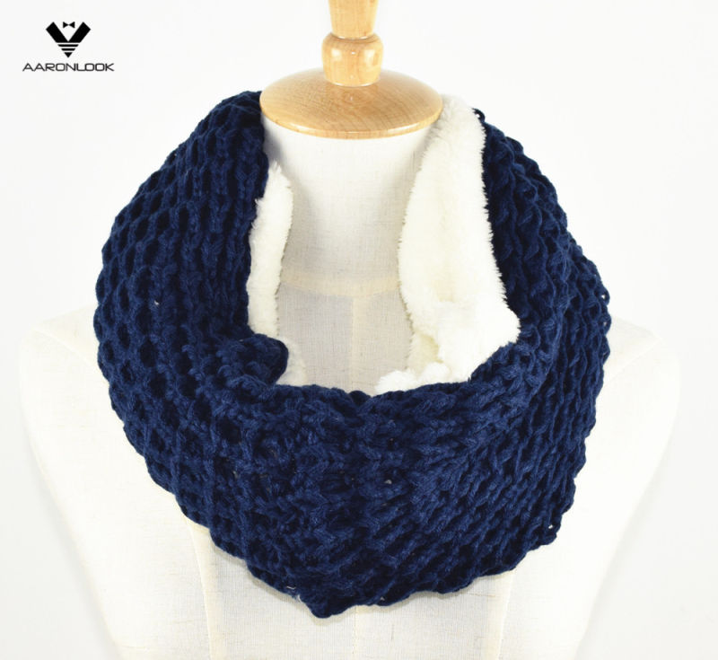 Women's Winter Warm Jacquard Neck Warmer with Faux Fur