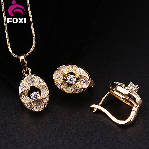 Wuzhou Foxi Gold Plated Fashion Bridal Jewelry Sets 2016