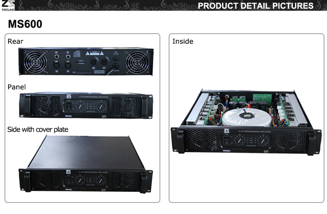 Zsound Ms 600W Touring Performance Sound System Transformer Power Amplifier