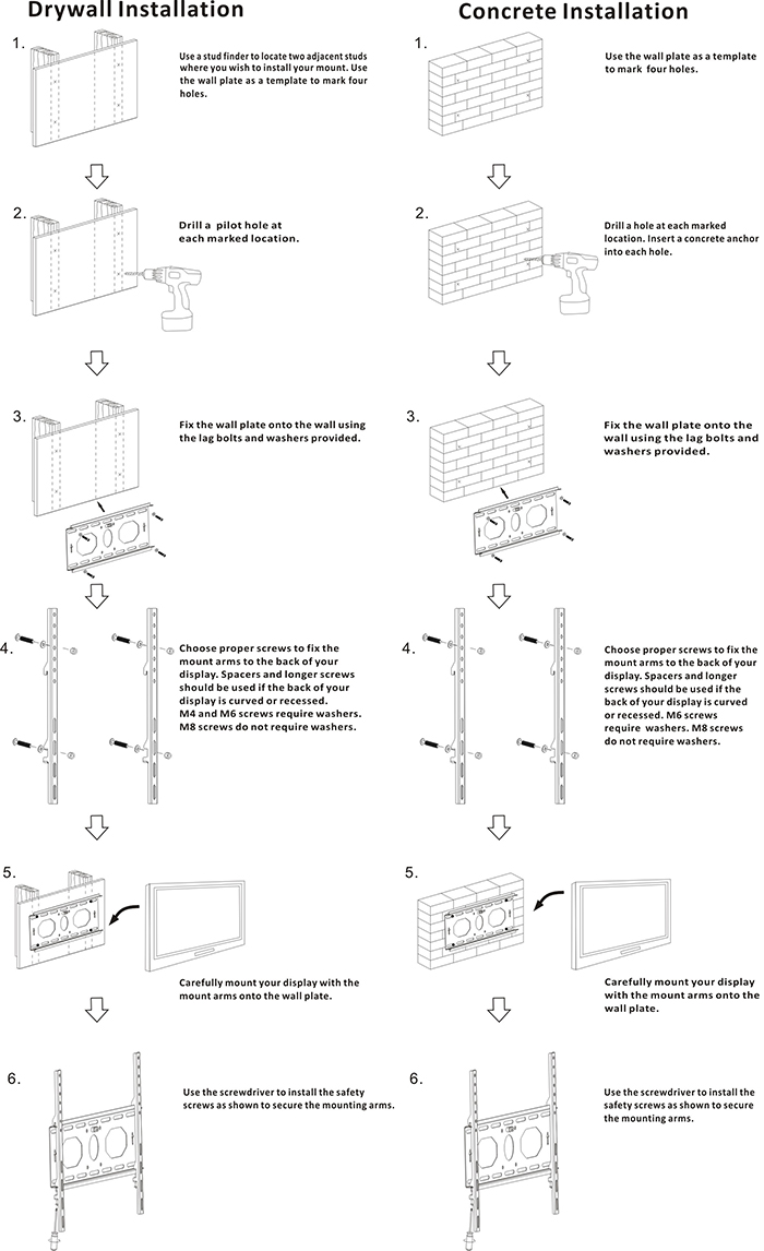 Ce Certification Silver or Black Flat Screen Wall Mount