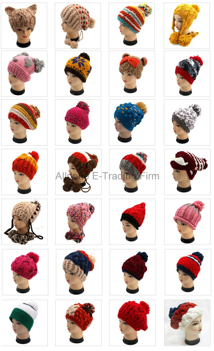 OEM New Design Knit Fancy Yarn Hand Knit Adult Bucket Hat Beanie