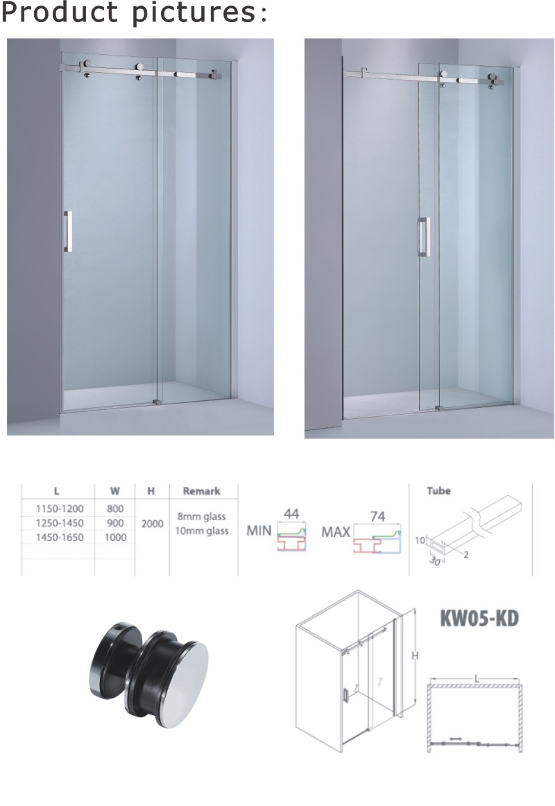 Stainless Steel Shower Screen/Sliding Bathroom Enclosure (KW05KD)