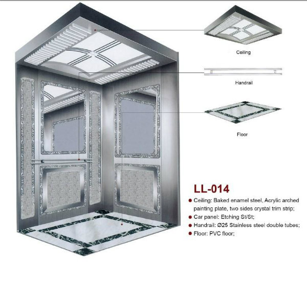 Mrl 1350kg Passenger Lift with Mirror Etching Finish (LL-014)