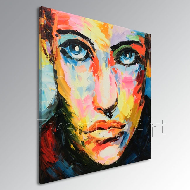 Hand-Painted Modern Figure Palette Knife Wall Art Decor Abstract Portrait Pop Oil Painting on Canvas