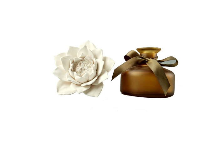 High Quality Perfume Bottle with Ceramic Flower Cap