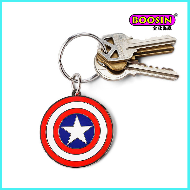 Cheap Round Key Ring, Custom Enamel Charm Metal Keychain