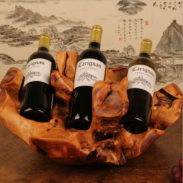 Carved Wine Rack Natural Handmade Wooden Wine Rack