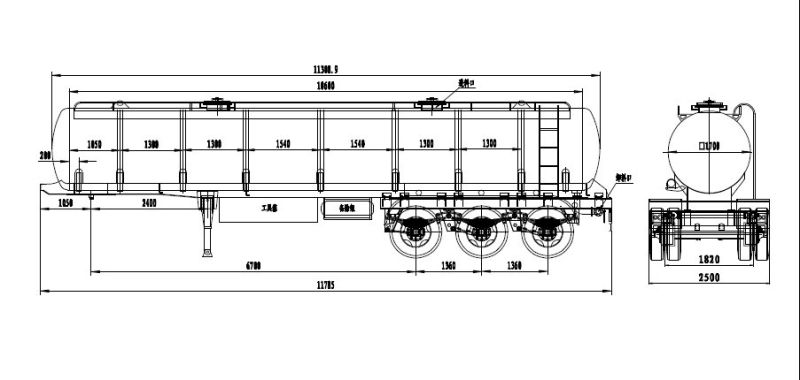 Heavy Duty 3-Axle 20cbm Hydrochloric Acid Tank Truck Trailer Sulphuric Acid Tank Trailer