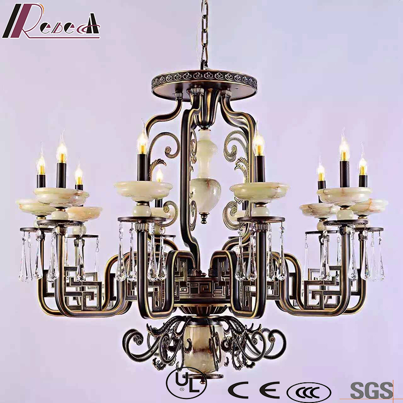 Retro Crystal Hotel Decorative pendant Lamp with Antique Brass