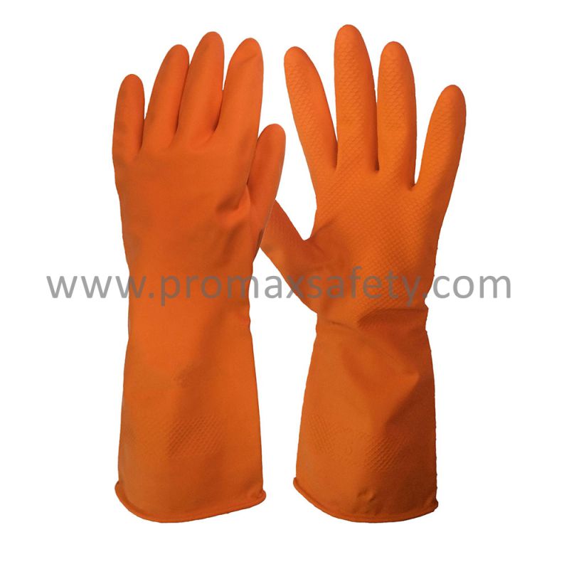 35g Flocked Orange Latex Household Glove Ce Approved