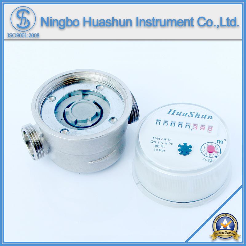 Single Jet Dry Type Water Meter with 80mm Length Brass Body